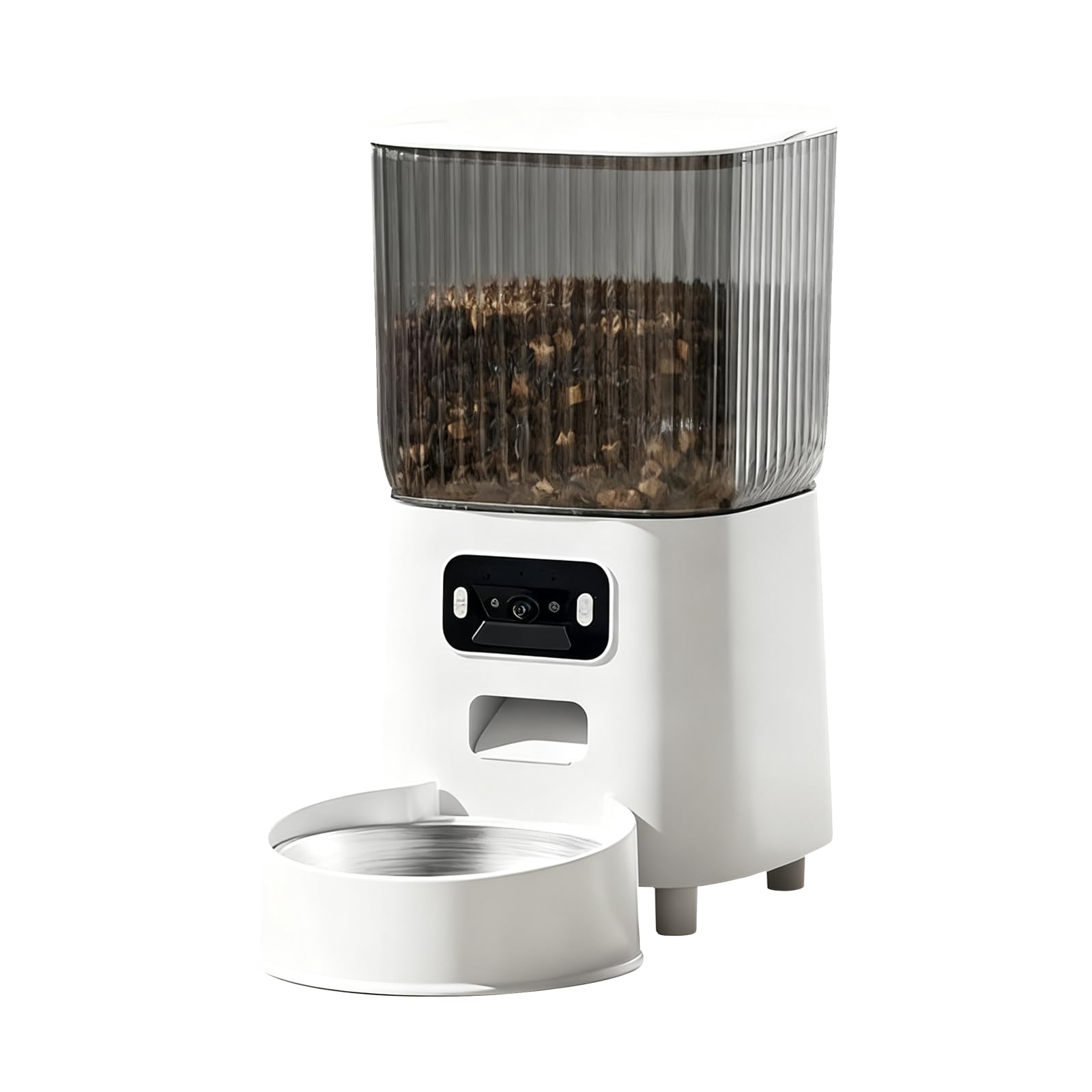 HUIJUBAO 5L Smart Pet Feeder with HD Camera, WiFi Automatic Food Dispenser, Dual Stainless Steel Bowls, App Control, Voice Recorder, Motion Detection for Small and Medium Pets