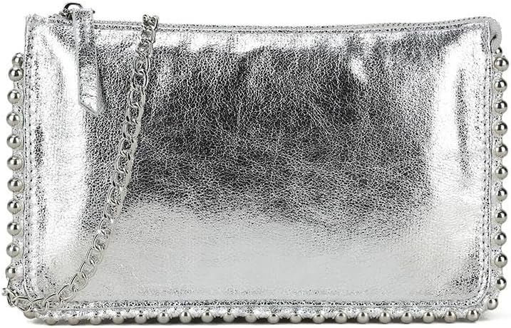 Girly HandBags Womens Faux Leather Studs Trim Clutch Bag