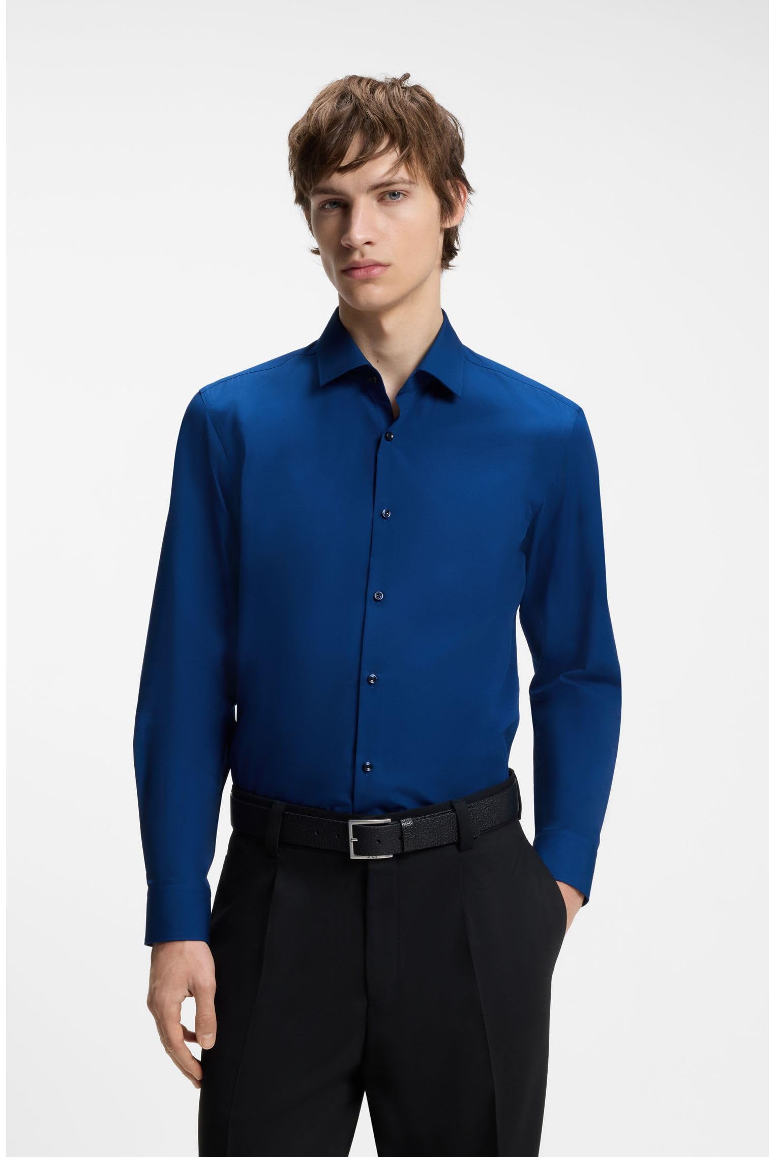 Hugo Herren Kenno Slim-Fit Hemd aus bügelleichter Baumwoll-Popeline Hellblau 41 – Bild 3