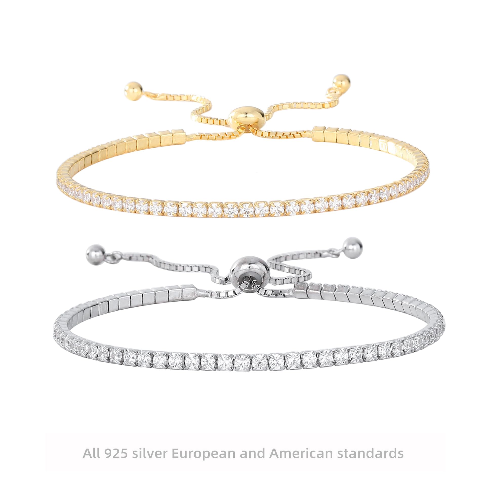 Pulsera Plata，Pulsera Ajustable De Alta Gama Con Microincrustaciones De Circonita En Plata Esterlina S925, Joyería Energética Para Mujer.