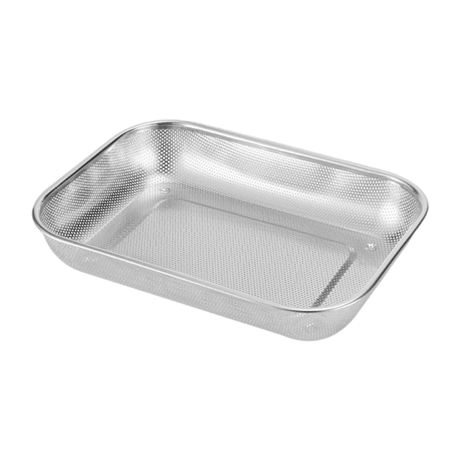 FACAILUO Heavy duty rectangular stainless steel mesh strainer for efficient drainage of fruits and vegetables, kitchen strainer option
