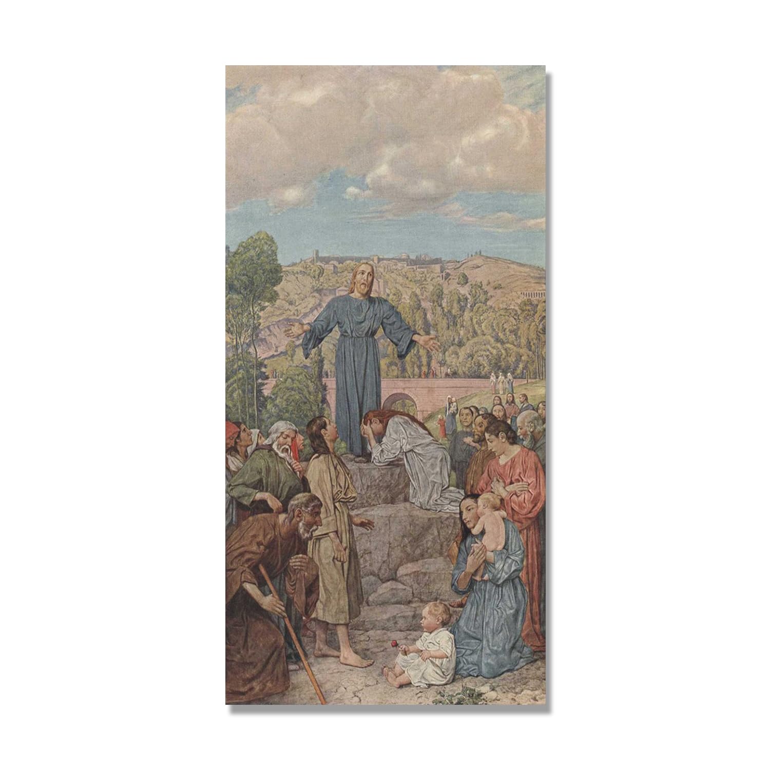 NHLDZYH Hans Thoma Style Canvas Wall Art - (The Teachern), German Romantic Realism Painting with Symbolic Nature, Rustic Country Home Decor. 60x120cm-23.7x47.3in. Only Canvas