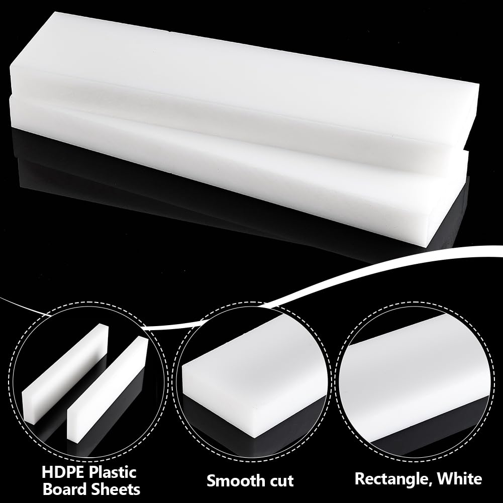 UNICRAFTALE 2 blocchi in HDPE rettangolari in plastica bianca in polietilene, blocchi di plastica solidi, 308 x 78 x 25 mm, per il miglioramento del pavimento, fai da te