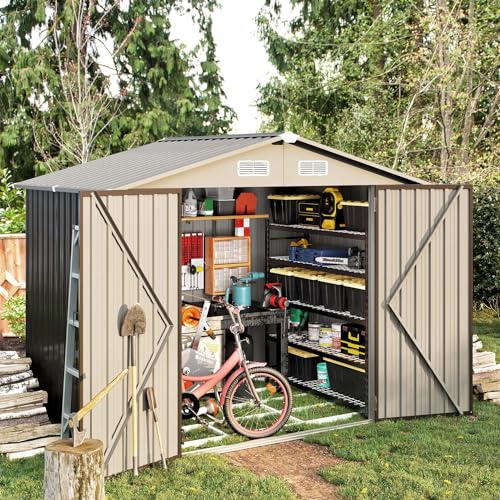 image for Aoxun 7.8’x5.8’ Outdoor Metal Storage Shed, Steel Utility Tool She