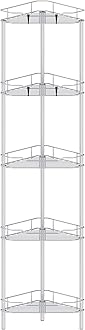 5 Tier Floor Standing Corner Shower Caddy Organizer Shelf with Hooks, Bathroom Shelves Stand Rack, Silver