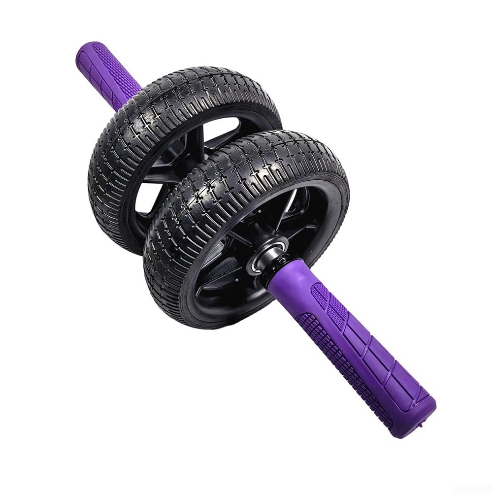 Entrenador abdominal de doble rueda, rueda de rodillo abdominal como ejercitador de núcleo sin rebote, rodillo de fitness resistente para gimnasio en casa, agarre de goma en la espalda y el