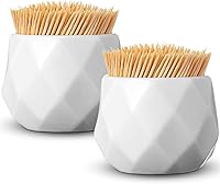 Teenyyou 2 Pack White Ceramic Toothpick Holders - Elegant Porcelain Dispenser for Kitchen Table Party Restaurant
