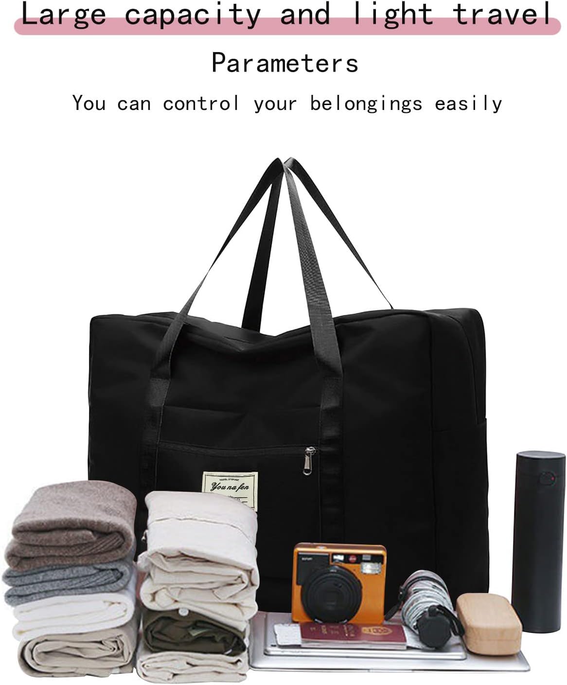 review Large Travel Luggage Bags, Foldable Carry on Travel Duffe Overnight Luggage Sport Bags for Women and Girls