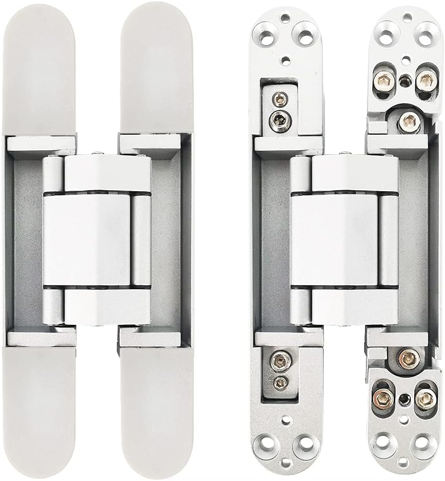 Invisible Hinge Concealed Door Hinges Heavy Duty Hidden Hinge up to 176 Pound Doors 3-D Adjustable 7 inch Silver - 1 Pair