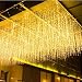 GYDING LED Window Curtain String Lights, Christmas Lcicle Lights 5M/16.4Ft 216 LED Starry Fairy String Lights Plug in 8 Modes for Wedding Party Bedroom Garden Patio Outdoor Indoor (Warm White, 5)