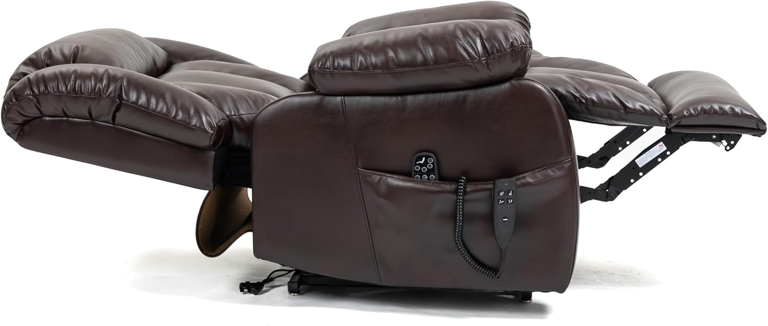 Merax Leather Recliner Chairs, Dual Motor Power Lift Recliner Chair Sofa with Massage and Heat for Elderly People, Infinite Position, Faux Leather, Easy to Clean/Assembly