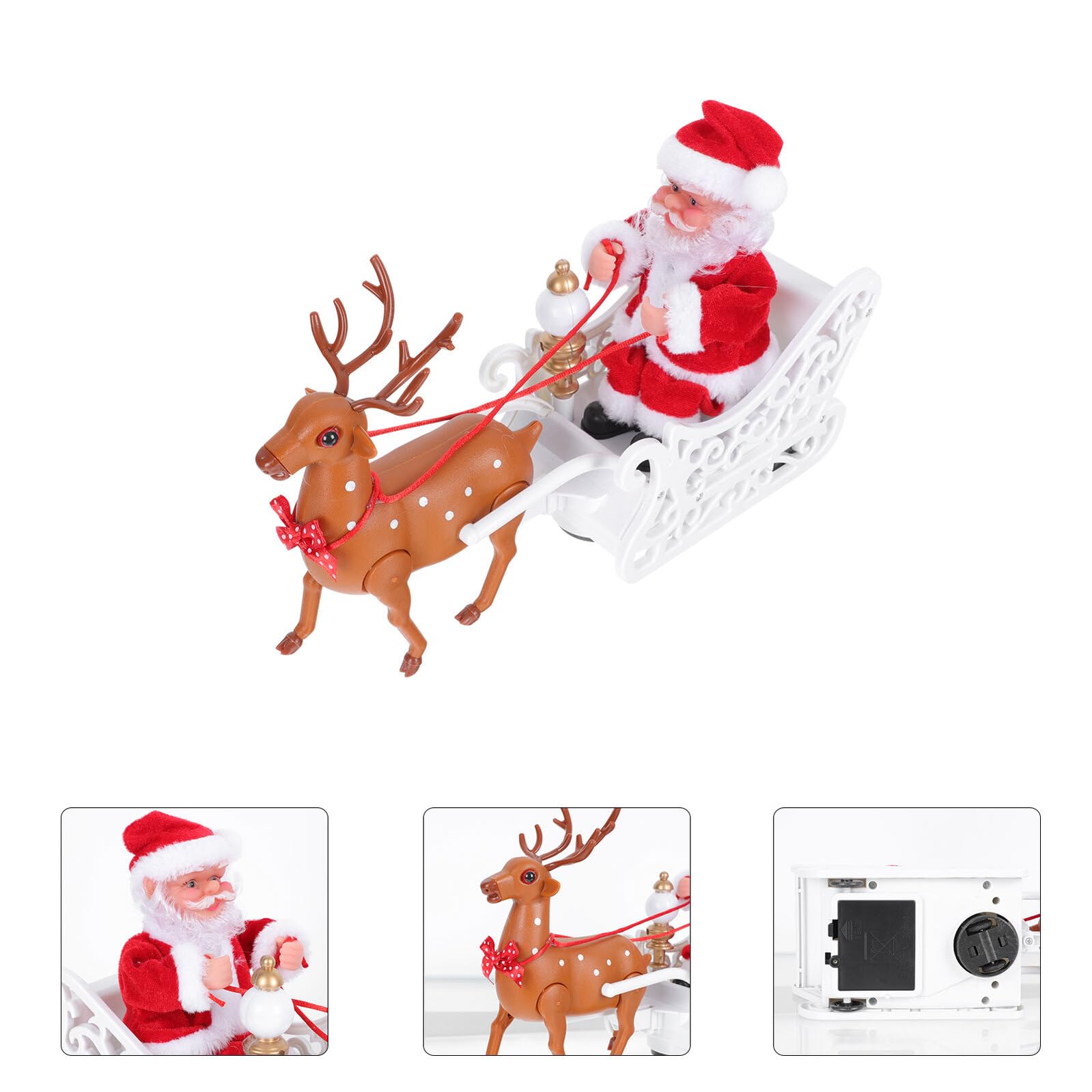 Decorazione Natalizia Elettrica Babbo Natale Renna Tirata Statuetta da Tavolo per Feste di Natale Ornamento Creativo e Resistente