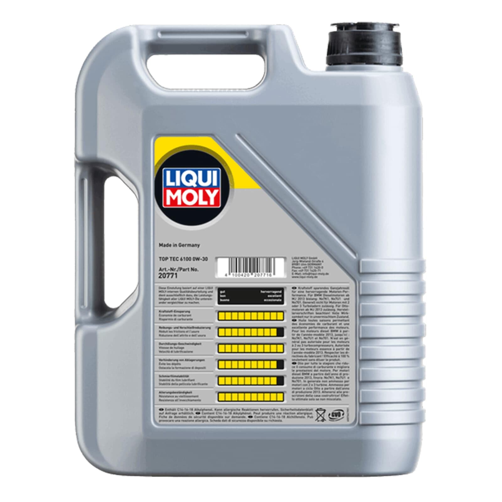 LIQUI MOLY Top Tec 6100 0W-30 | 5 L | Synthesetechnologie Motoröl | Art.-Nr.: 20771 | 20771, Top Tec 6100 0W-30