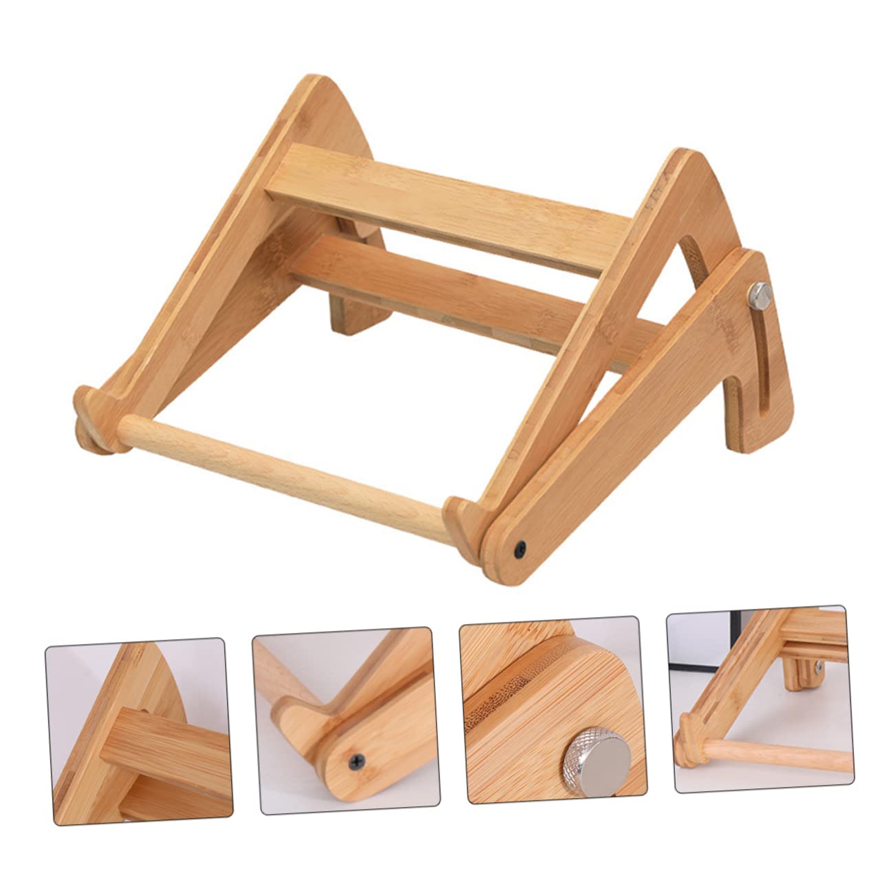 Supporto Altezza Cavo Angoli Design Regolabile Arrotondati, Computer Portatile, in Legno Beige Scrivania, per Laptop, per Ufficio e Casa