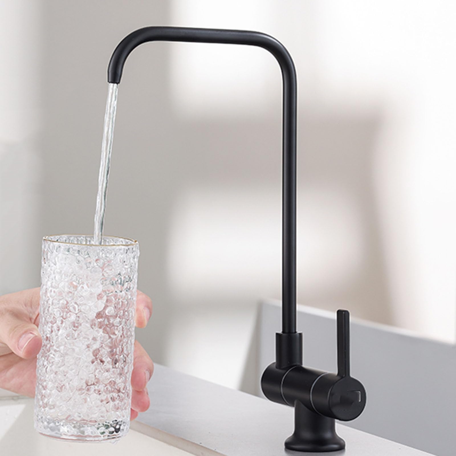 Grifo Cocina Abatible Osmosis Negro Giro Agua Fría Latón Grifo Osmosis 1 Via-Negro