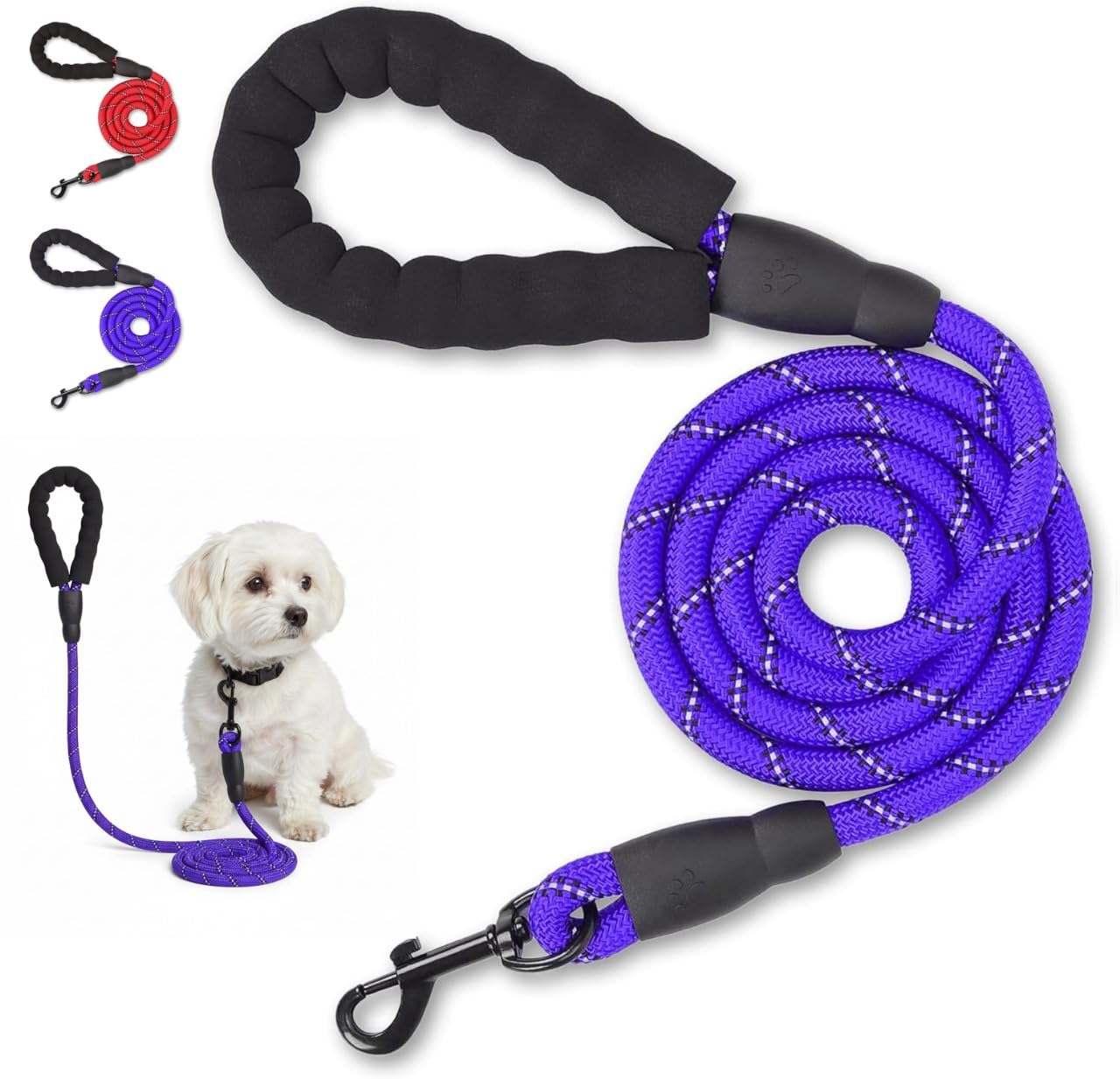EVOOK Dog Lead -Reflective Dog Leash with Soft Padded Handle, Durable & Lightweight, 1.0cm Width, Multi-Coloured for Dogs (Blue, 1.5m)