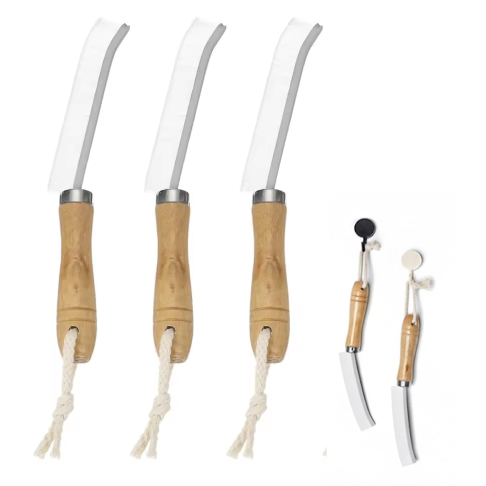 3-piece grout brush set with wooden handle, hanging loop, cleaning brush for joints and corners