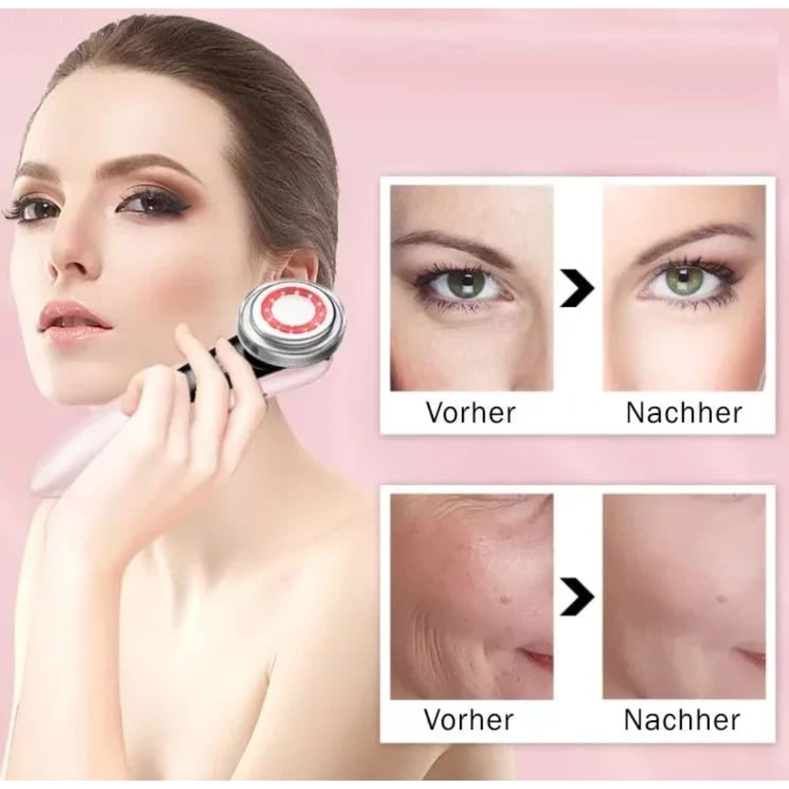 EMS Gesichtsmassagegerät GlowLift, Straffend Glättend Mikrostrom Anti-Aging tägliche Gesichtspflege (Weiß)