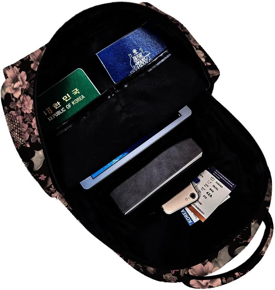 Gothic Backpack Travel Backpacks Laptop Rucksack,School Bookbag for Women Kids Boys Girls,Bat and Floral Back Pack Accessories Bags,Ideal Gifts for Work, Outdoor Adventures