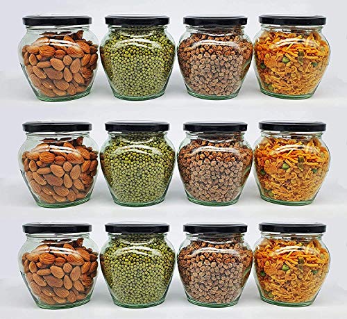 SITOVI Transparent Glass Jar and Container Air Tight Black Lid fo...
