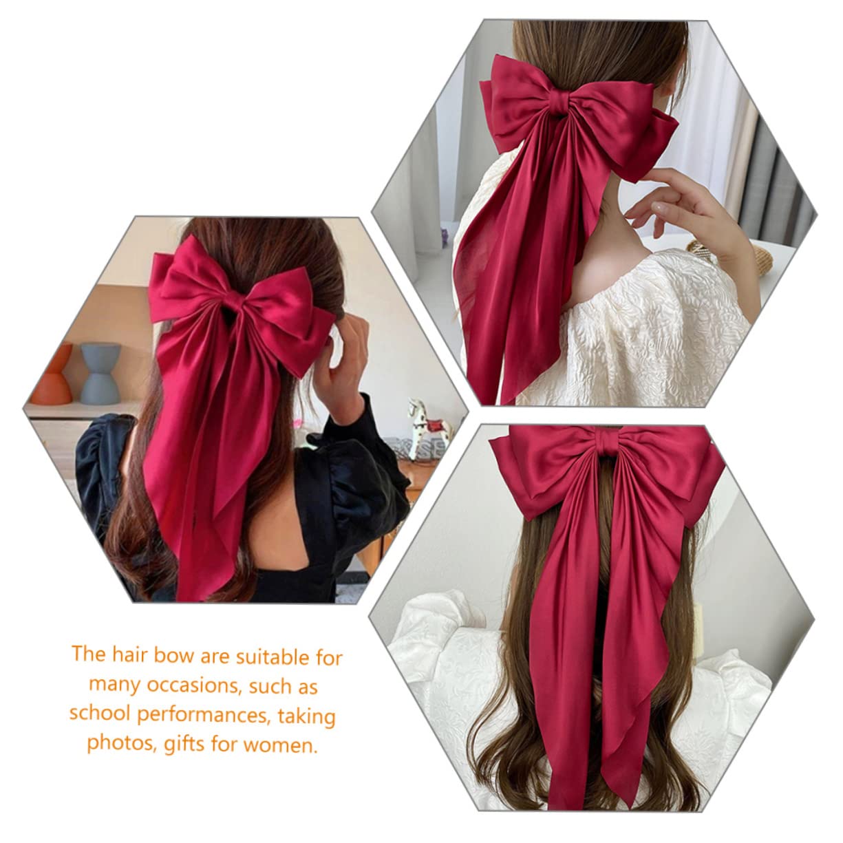 Healeved 10piezas Clips De Pelo Gran Lazo De Para Coletas y Peinados Accesorios Elegantes Para Fiestas y Uso Diario