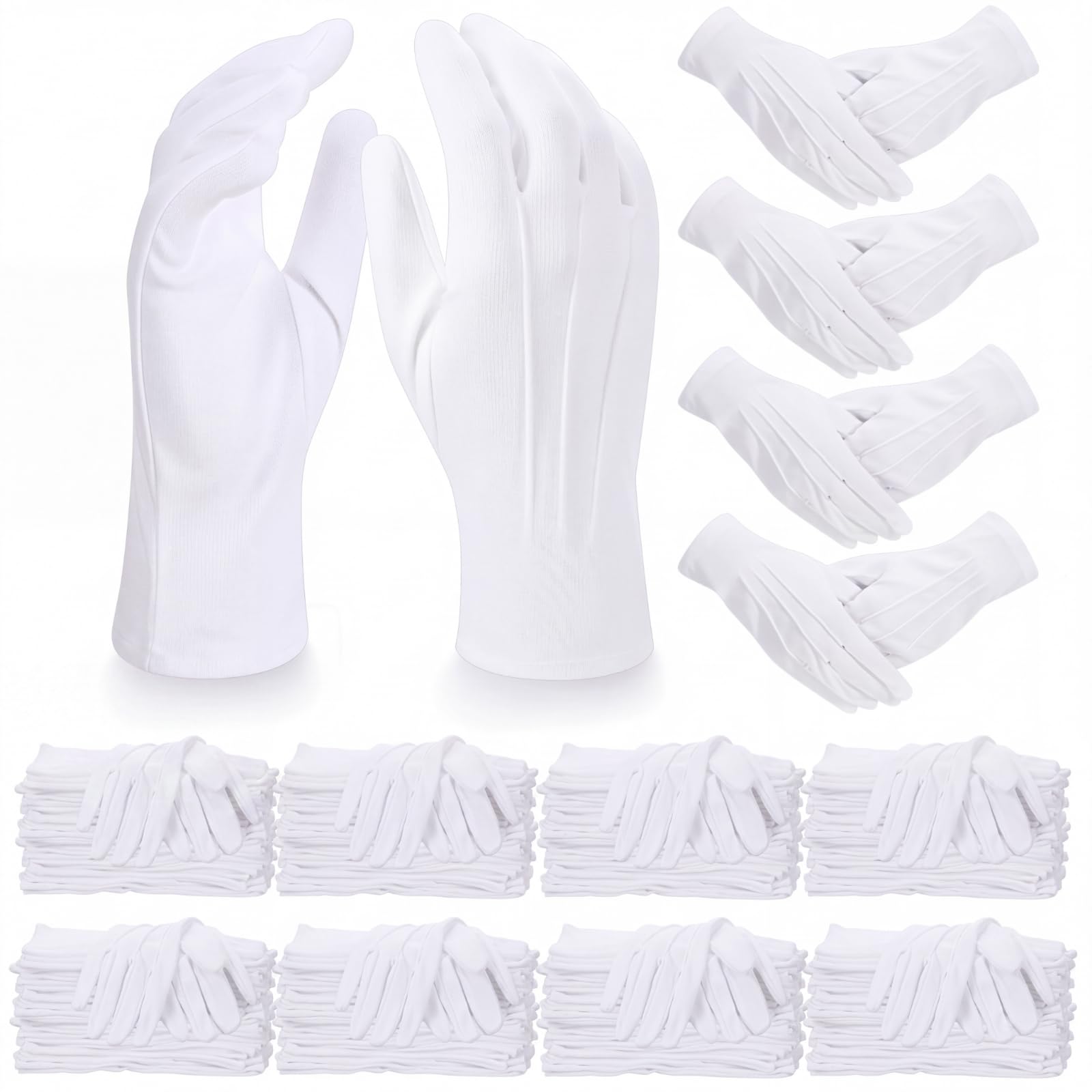 Chicingyou 120/60 Pairs White Gloves for Men Marching Band Glove