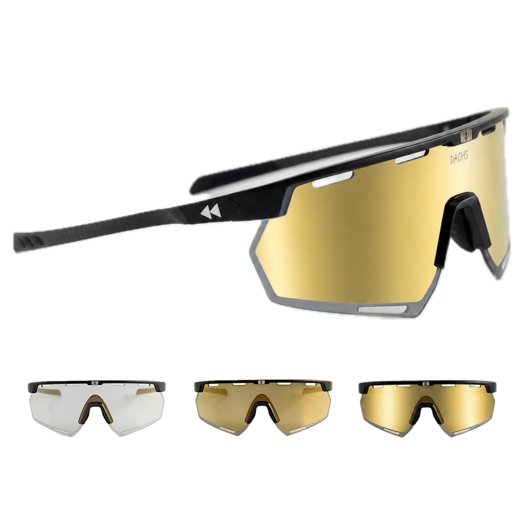 DACHS Carbon fotochromowe rowerowe okulary przeciwsłoneczne, samonośne okulary UV400, ultralekkie, 24 g, ramiona karbonowe