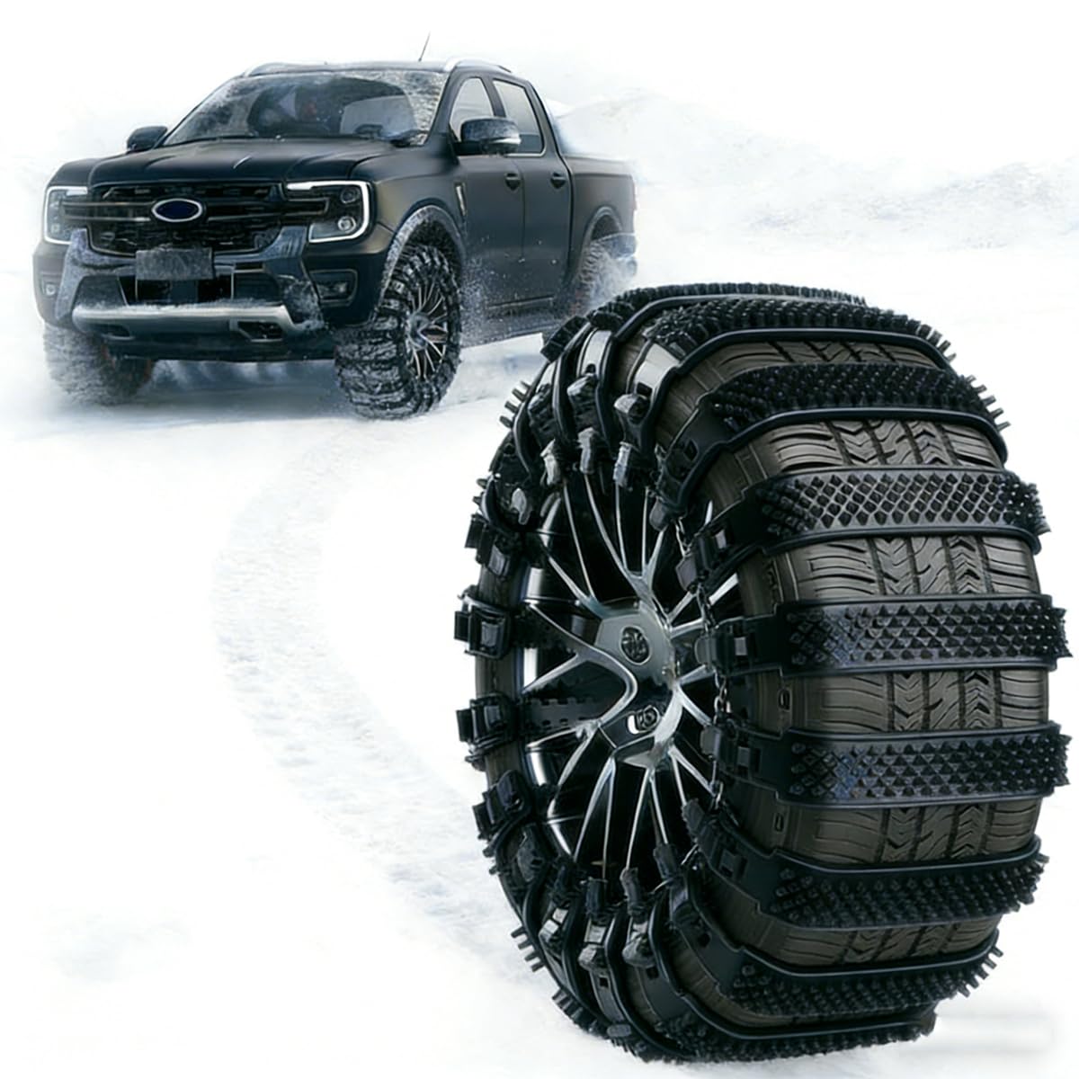 Car Snow Chains for Jaguar XF Sedan 2016-2021, Universal Adjustable Plastic Emergency Snow Automotive Tires Wheels Portable Accessories Parts,Black-20PCS