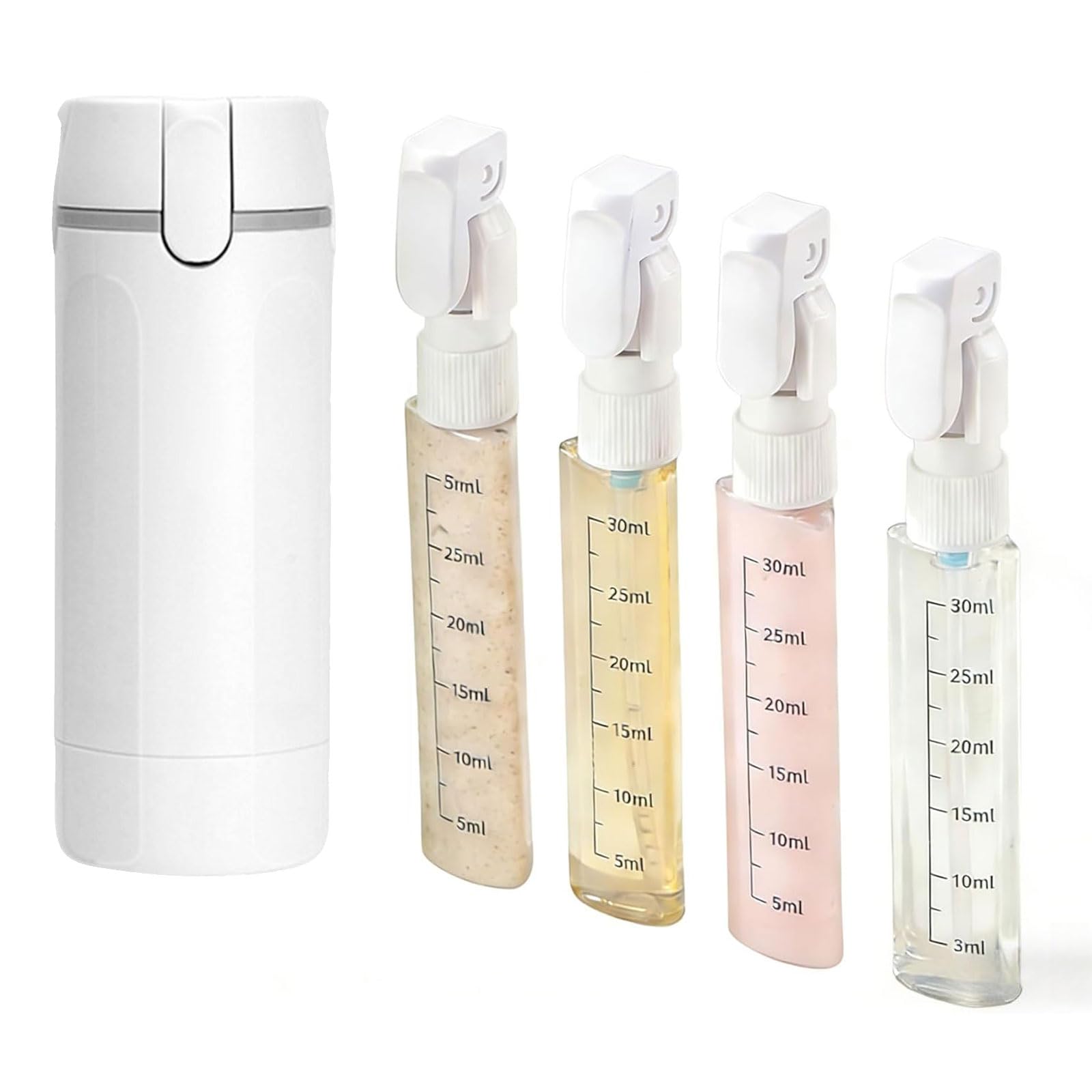 Genérico Botes Viaje Rellenables,Botellas Dispensadoras de Viaje Recargables 4 en 1 dispensador portátil, botella de viaje para champú, loción, crema acondicionadora para (Verde) — view 8