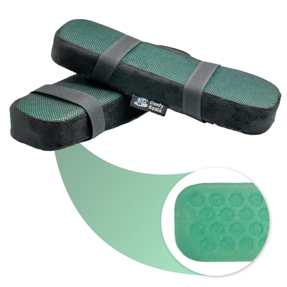 Memory Foam Armrest Pads - Office Chair armrest Pads with Cooling Gel - Wheelchair armrest Covers - Gaming Chair Arm Cushions Pads -Computer Chair Arm Covers - Desk Chair Elbow Pillow