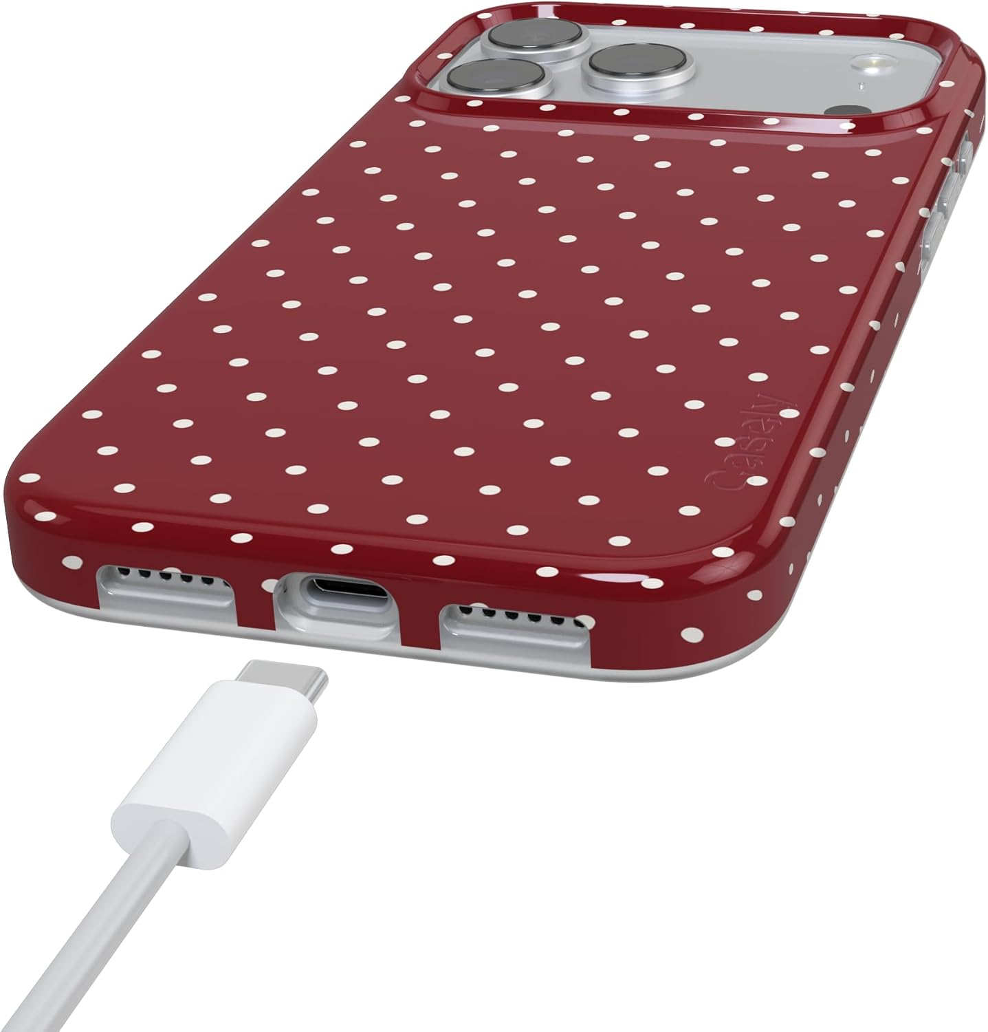 Casely iPhone 17 Pro Case | On the Dot | Maroon Polka Dot | Compatible with MagSafe | Classic Ultra Slim Design