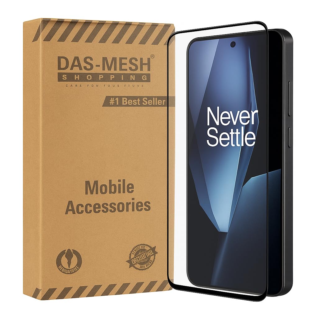 Dashmesh Shopping Tempered Glass Screen Protector for Oneplus 13R (Black) Edge to Edge Full Screen Coverage Premium Military-Grade-image-1