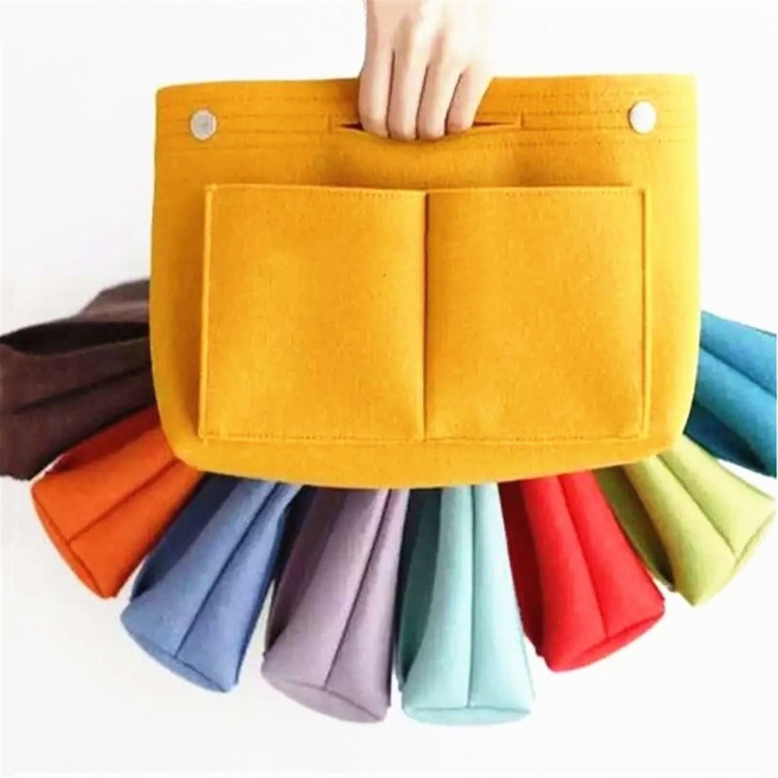 LHSJYG Bag Organiser Felt Insert Bag Makeup Handbag Organizer Travel Inner Purse Portable Cosmetic Bags Storage Tote.(Grey)