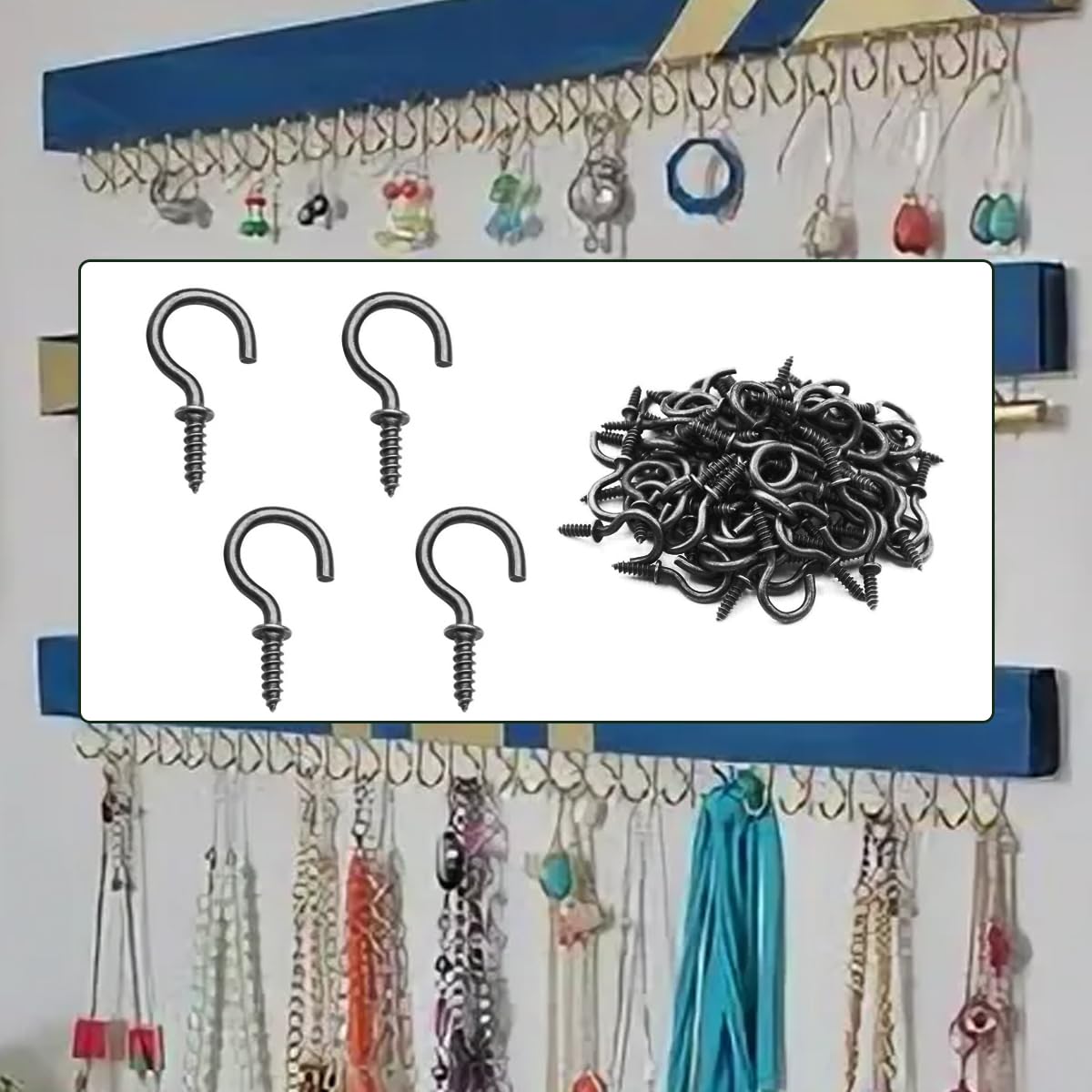 120 Pièces 1/2 Pouce Petit Crochet à Visser, Vis Crochets à Vis Métal, Plafond Tasse Crochet, Pour Plastique Et Bois Surface, Pour Décoration