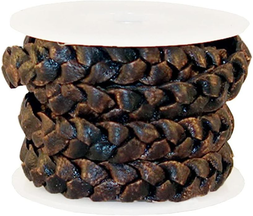 10mm 3 Ply Flat Braided Leather Cord Rope for Jewelry and Craft Work, Genuine Leather, Vintage Dark Brown Color, Hand Braided, Roll of 2 Meters - Image 6