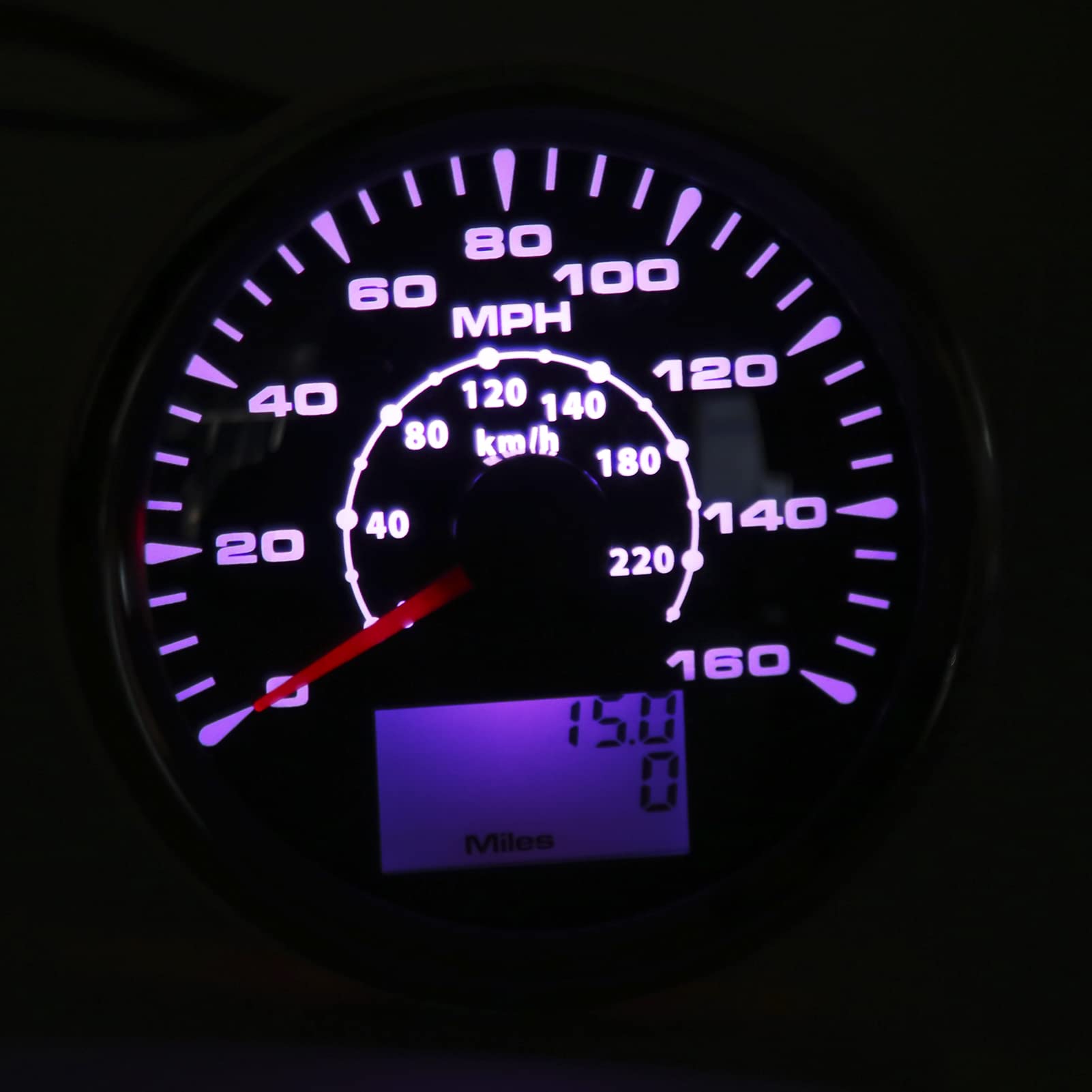 IP67 85 mm miernik 160 MPH 220 KM/H do samochodów myśliwskich łodzi RV cyfrowy licznik kilometrów z podświetleniem srebrna ramka prędkościomierz samochodowy miernik samochodowy instrument gwiazda