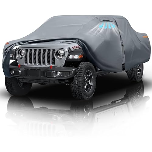Jeep Gladiator/Gladiato 4 Door Truck Cover Custom Fit 1999-2026 Crew Cab Short Bed(5') with Door Zipper, 10 Layers Outdoor Heavy Pickup Truck Cover Waterproof All Weather, Wind Dust Sun Protector.