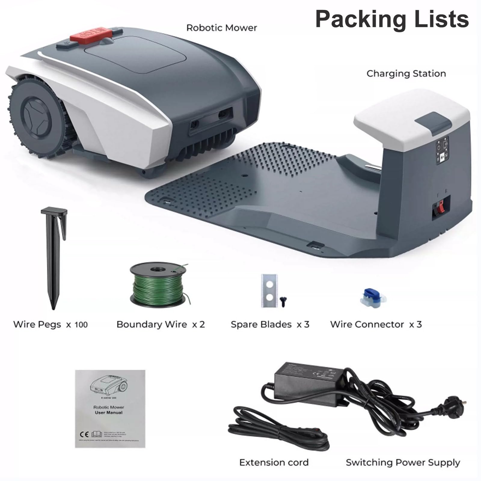 Robot Cortacésped Automático con Cable Delimitador, para Jardines de hasta 1500m², Cortacésped Robótico Autocargable con Navegación GPS