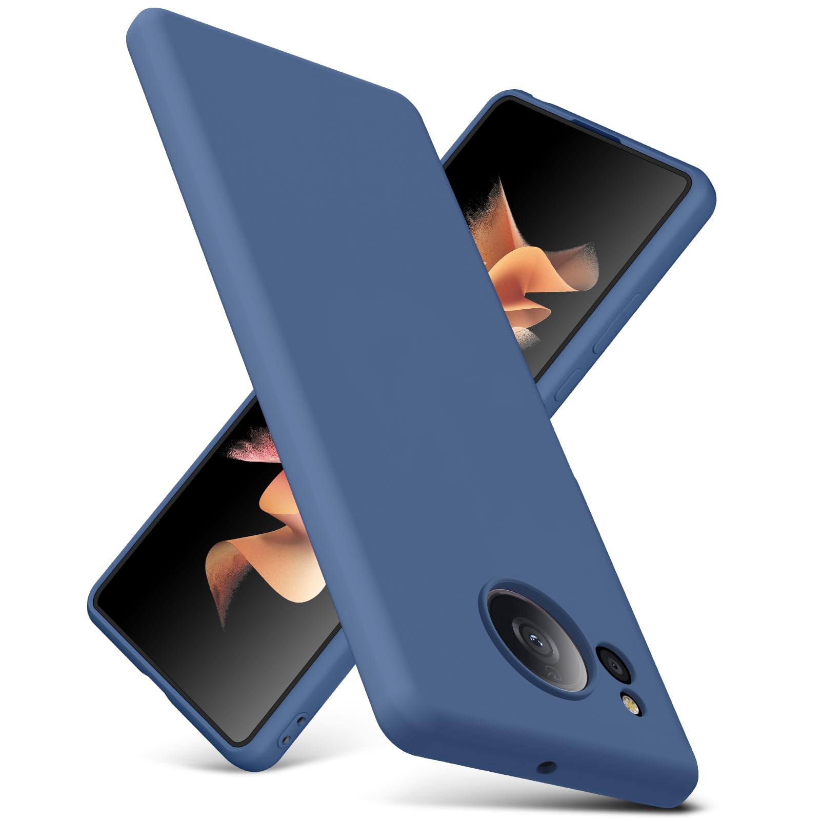 WACJOSD 対応 AQUOS sense7 plus 用の ケース リング 耐衝撃 シリコン sense7 plus カバー TPU 薄型 ストラップホール付き 指紋防止 レンズ保護 磨り表面 擦り傷防止 滑り止め 軽量 黄変防止 脱着簡単 青C93-sen7p-03(cp