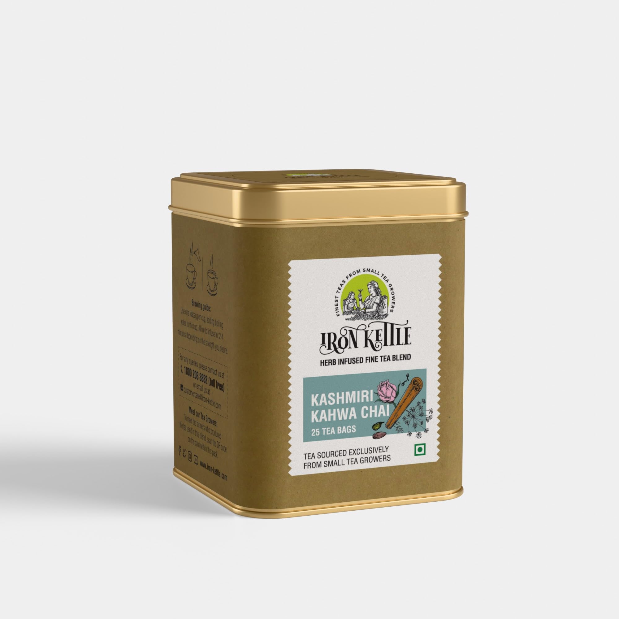 Iron Kettle Kashmiri Kahwa Green Tea | High Grown Tea blended with spices for perfect aromatic detox | Sourced exclusively from small tea growers with higher fine leaf count | 25 Tea bags (B0C2Z2R7BG) Amazon Price History, Amazon Price Tracker
