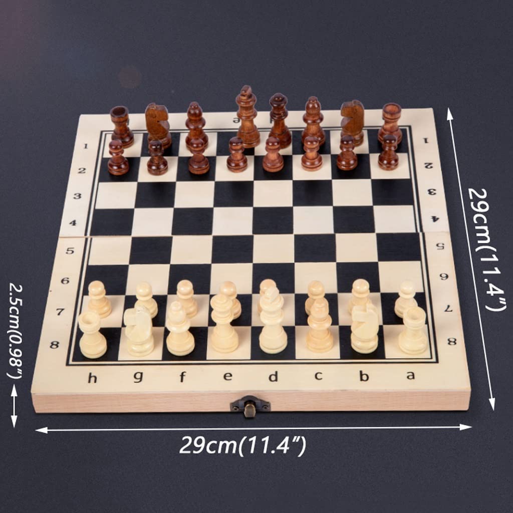 ZAW Schach Magnetische Schachfiguren Klappschachtbrett, High-End-gefertigtes Schach-Set Holzaufbewahrungsbox, Geschenk for Schachliebhaber und Erwachsene Chess (Größe : 29CM)