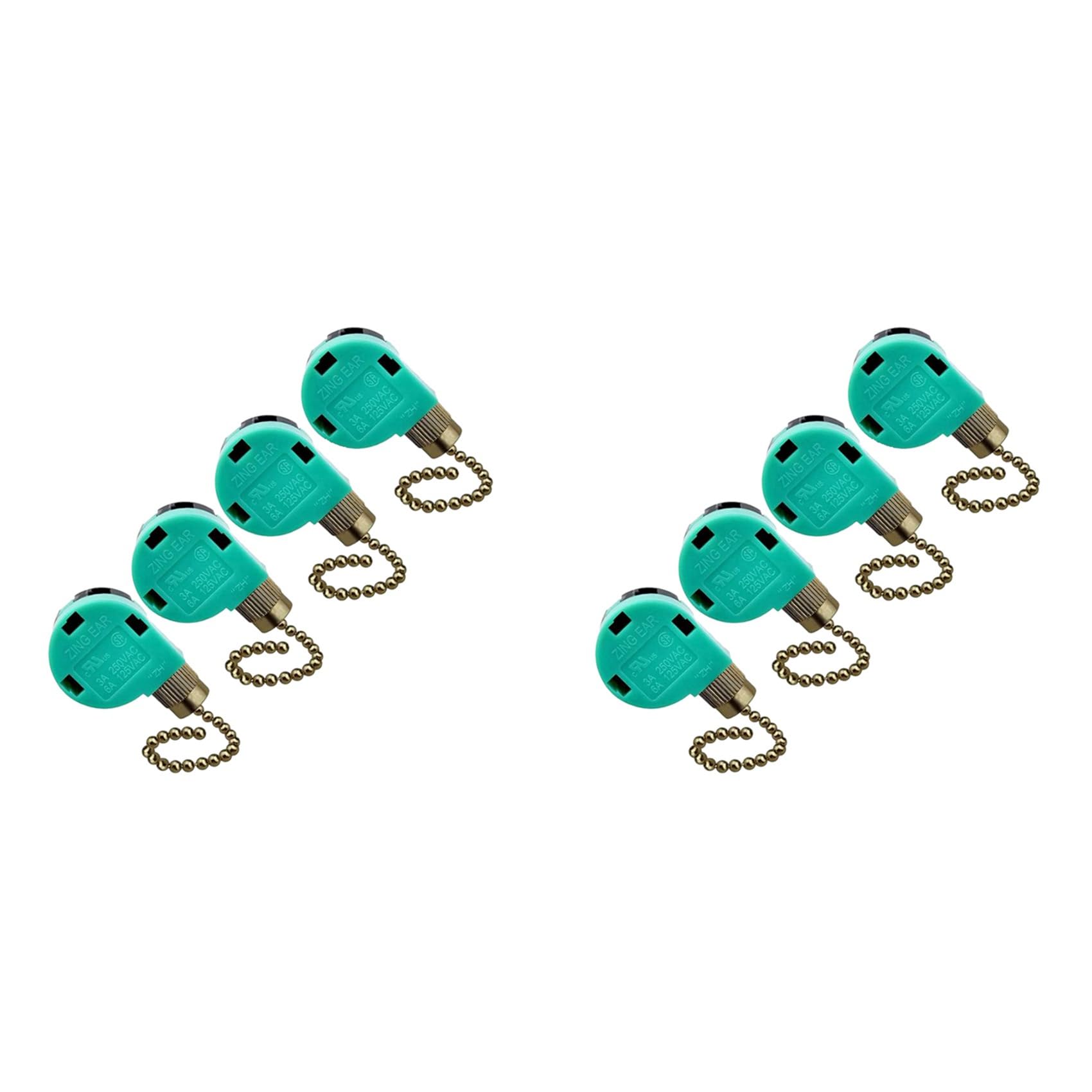 Jnchdghwa Green & Bronze 8Pcs Ceiling Fan Switch Ze-268S6, 3 Speed 4 Wire Speed Control Pull Chain Cord Appliances Switch Parts (Bronze)