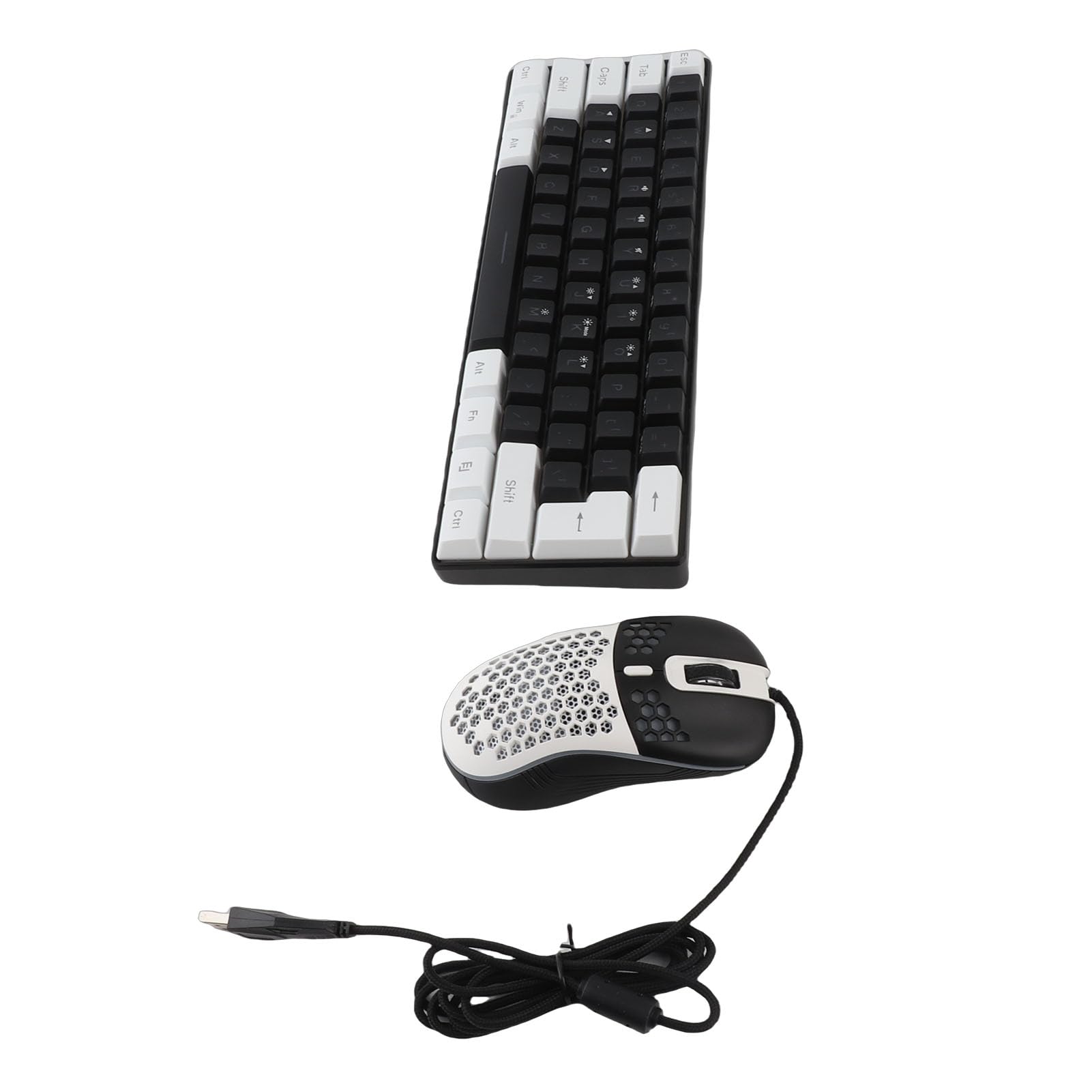 Teclado y Ratón para Juegos, Teclado Mecánico RGB con 61 Teclas con Cable, Sensación Mecánica óptica, Ergonómico para Juegos con Retroiluminación Multicolor, Pies de Inclinación Ajustables