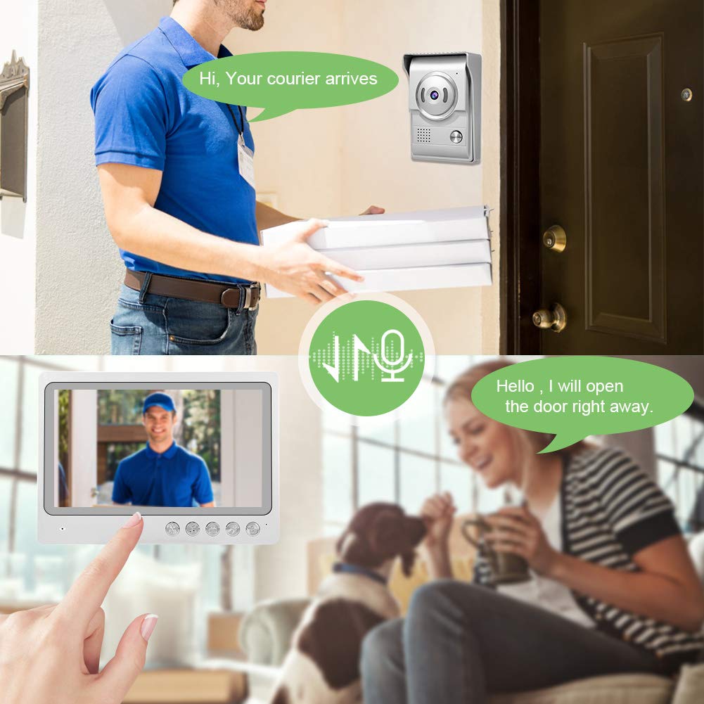 Drahtlose Video-Türklingel, 9-Zoll-Wifi-Video-Intercom-Türklingelhalterung IP65 Wasserdicht, Nachtsicht, Fotoaufnahme-Aufnahmesystem 100-240V(MICH)