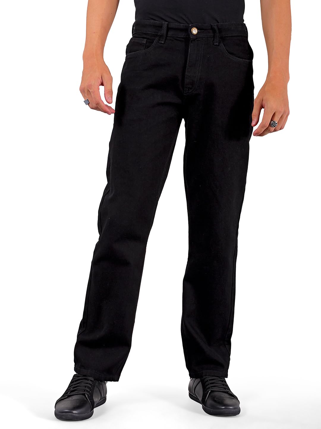 Men Vintage Straight Fit Solid Mid-Rise Jeans-image-8