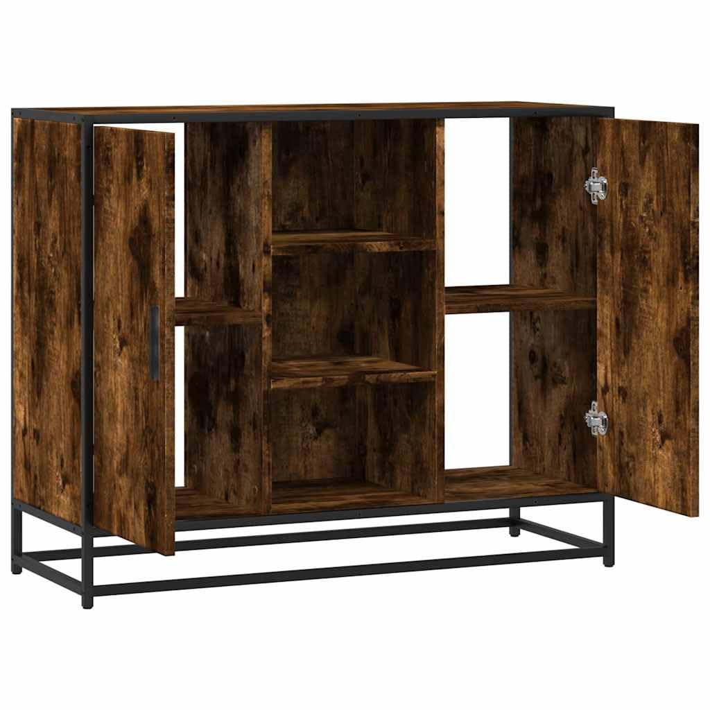 Aparador de madera de roble ahumado, 92 x 35 x 76 cm, cómoda