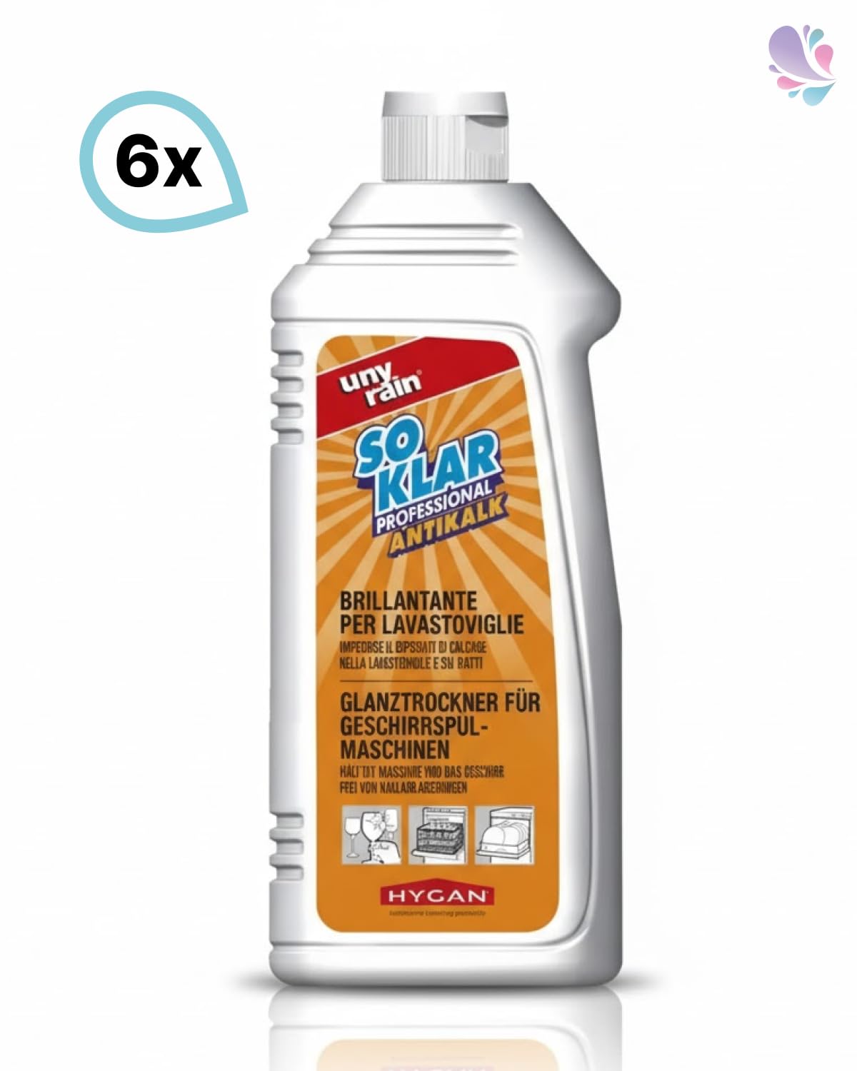 Klarspüler Antikalk 6x500 ml Geschirrspüler | Antikalk-Klarspüler, streifenfreier Glanz, ergiebig, 6x500 ml
