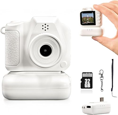 Llavero mini cámara, mini cámara digital retro, cámara Y2K, lente gran angular, pantalla LCD de 1.4 pulgadas, 32 GB incluidos, fotos nostálgicas,