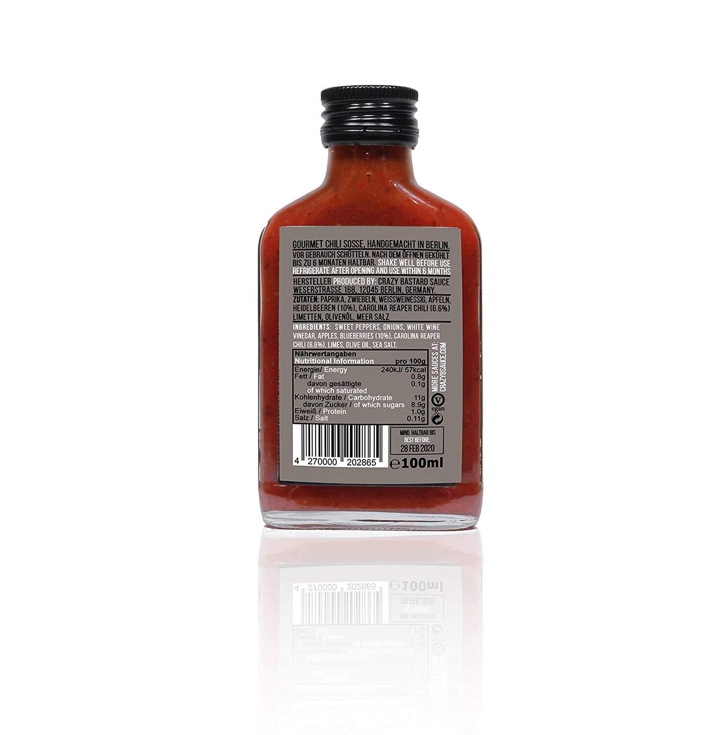 Crazy B Sauce - 7er Bundle mild to extremely hot chilli sauce (7 x 100ml bottle) - Set de regalo para los amantes de la barbacoa y el chilii