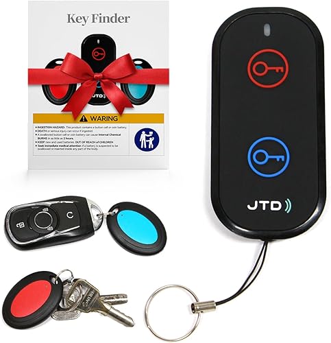 JTD Localizador de llaves con sonido, buscador remoto – 2 receptores, 1 llavero de seguimiento de coche, 85 dB de ruido, rastreador de rango de 131